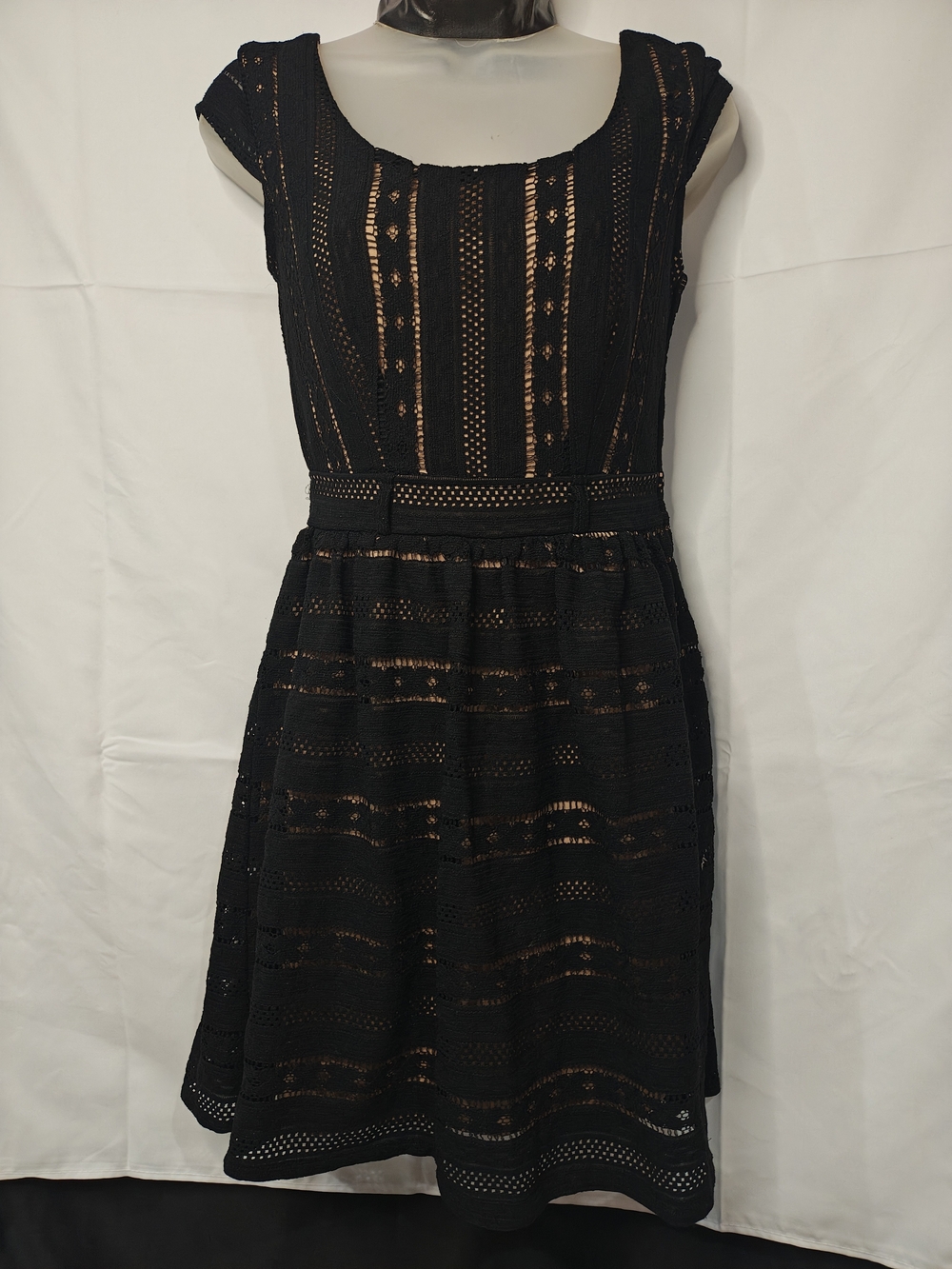 Jodi Kristopher Black Lace Overlay Mini Dress